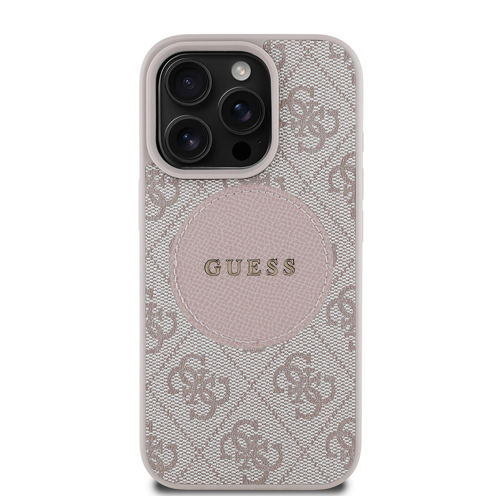iPhone 16 Pro Kılıf Guess Orijinal Lisanslı M-safe Şarj Özellikli Yazı Logolu Circle Classic Kılıf