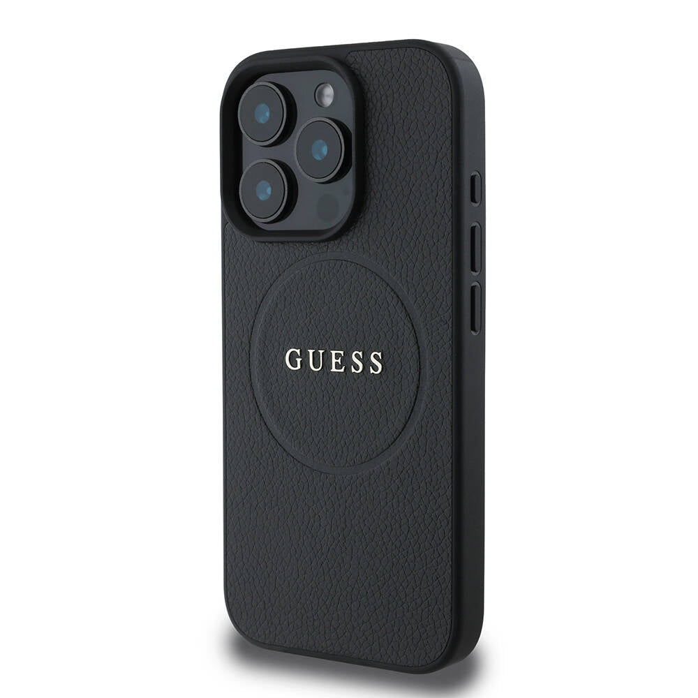 iPhone 16 Pro Kılıf Guess Orijinal Lisanslı M-safe Şarj Özellikli Yazı Logolu Grained Kılıf
