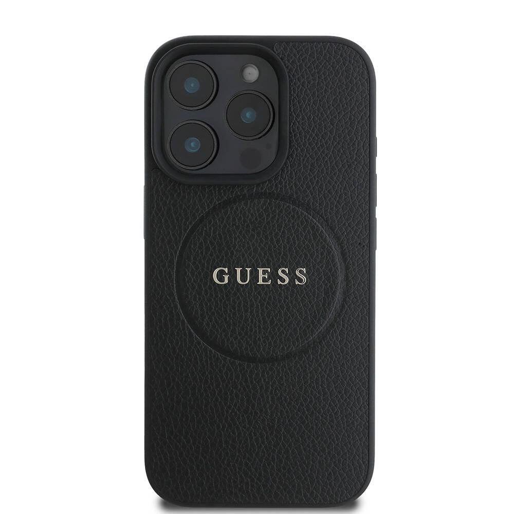 iPhone 16 Pro Kılıf Guess Orijinal Lisanslı M-safe Şarj Özellikli Yazı Logolu Grained Kılıf