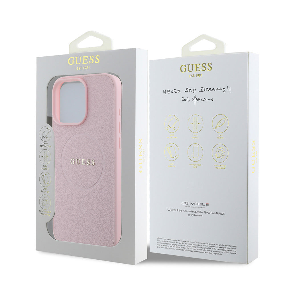 iPhone 16 Pro Kılıf Guess Orijinal Lisanslı M-safe Şarj Özellikli Yazı Logolu Grained Kılıf