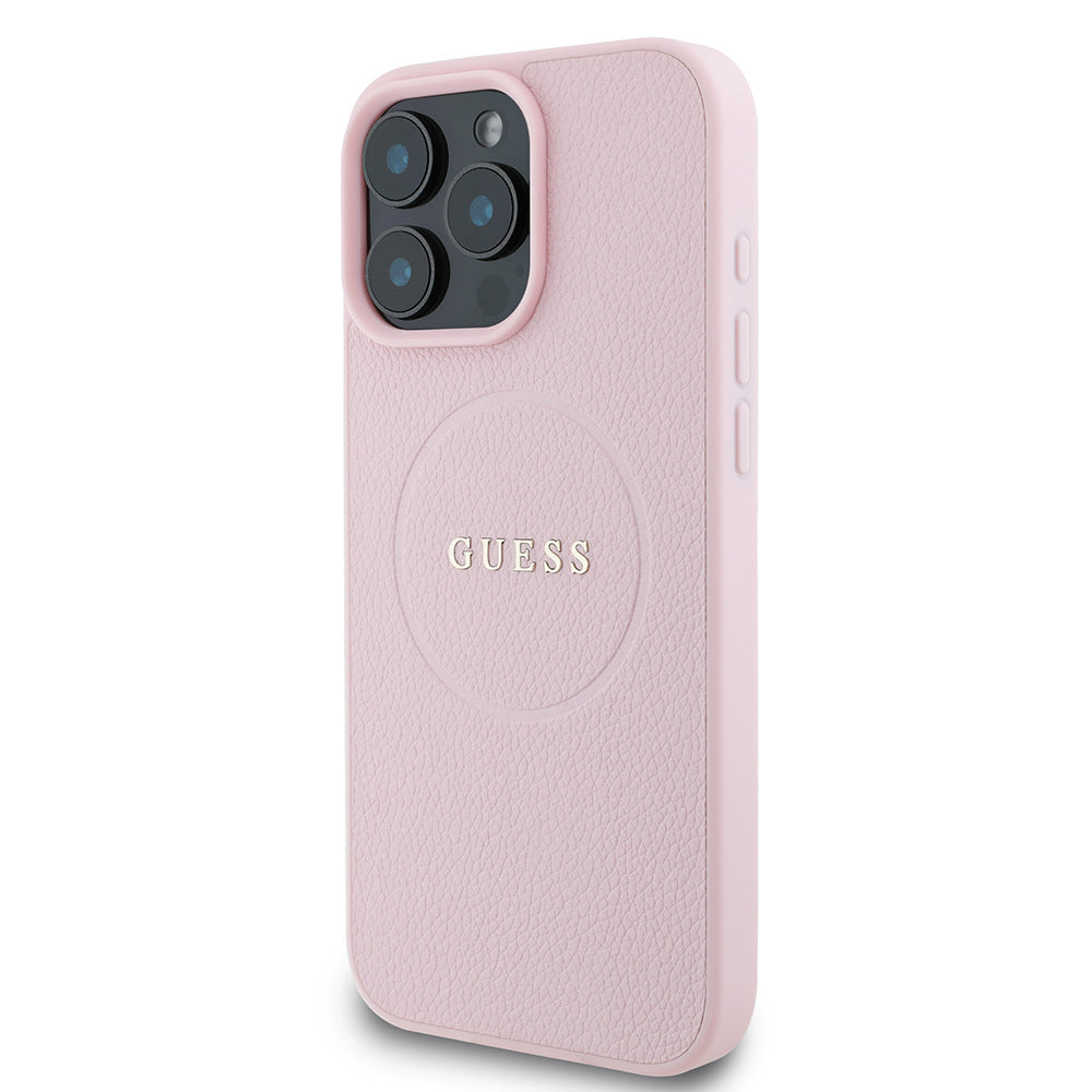 iPhone 16 Pro Kılıf Guess Orijinal Lisanslı M-safe Şarj Özellikli Yazı Logolu Grained Kılıf