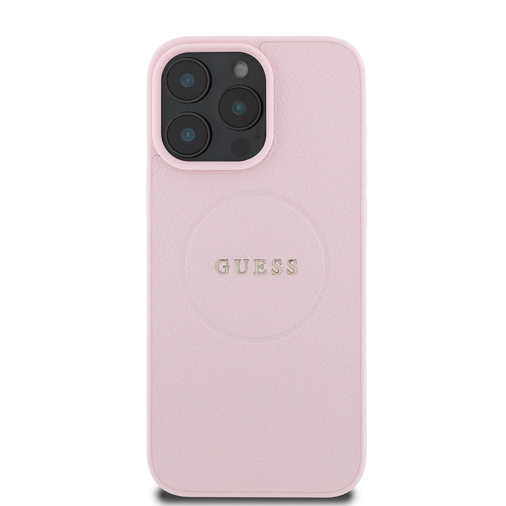 iPhone 16 Pro Kılıf Guess Orijinal Lisanslı M-safe Şarj Özellikli Yazı Logolu Grained Kılıf
