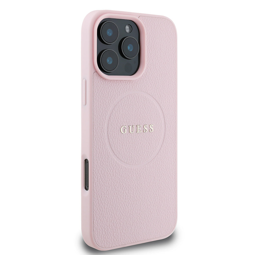 iPhone 16 Pro Kılıf Guess Orijinal Lisanslı M-safe Şarj Özellikli Yazı Logolu Grained Kılıf