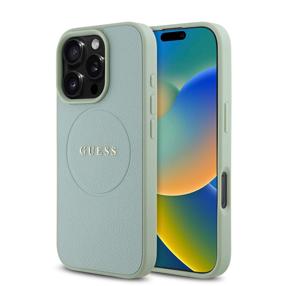 iPhone 16 Pro Kılıf Guess Orijinal Lisanslı M-safe Şarj Özellikli Yazı Logolu Grained Kılıf