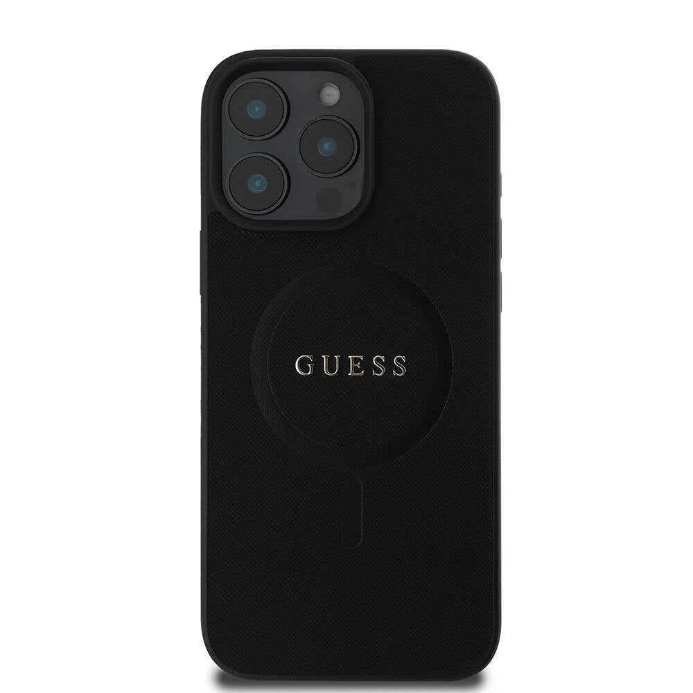 iPhone 16 Pro Kılıf Guess Orijinal Lisanslı M-safe Şarj Özellikli Yazı Logolu Saffiano Classic Kılıf