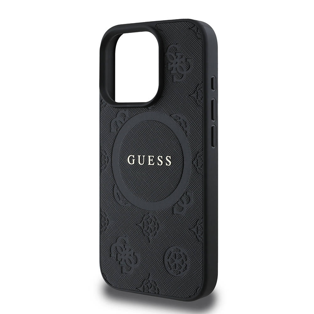 iPhone 16 Pro Kılıf Guess Orijinal Lisanslı M-safe Şarj Özellikli Yazı Logolu Saffiano Peony Kılıf
