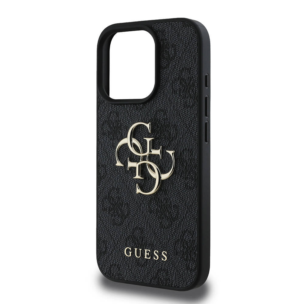 iPhone 16 Pro Kılıf Guess Orijinal Lisanslı PU Deri 4G Desenli Metal Büyük 4G ve Yazı Logolu Kılıf