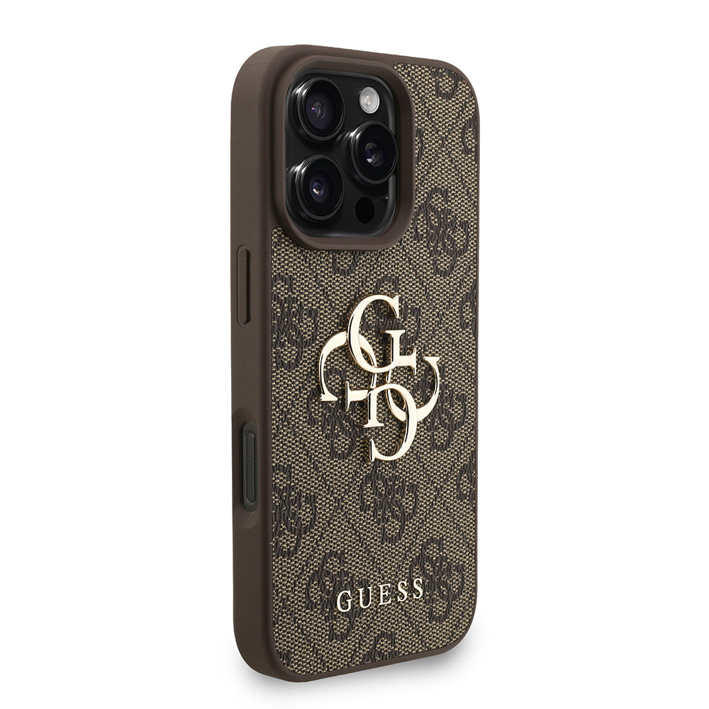 iPhone 16 Pro Kılıf Guess Orijinal Lisanslı PU Deri Bilek Askı İpli Metal Büyük 4G ve Yazı Logolu Kılıf