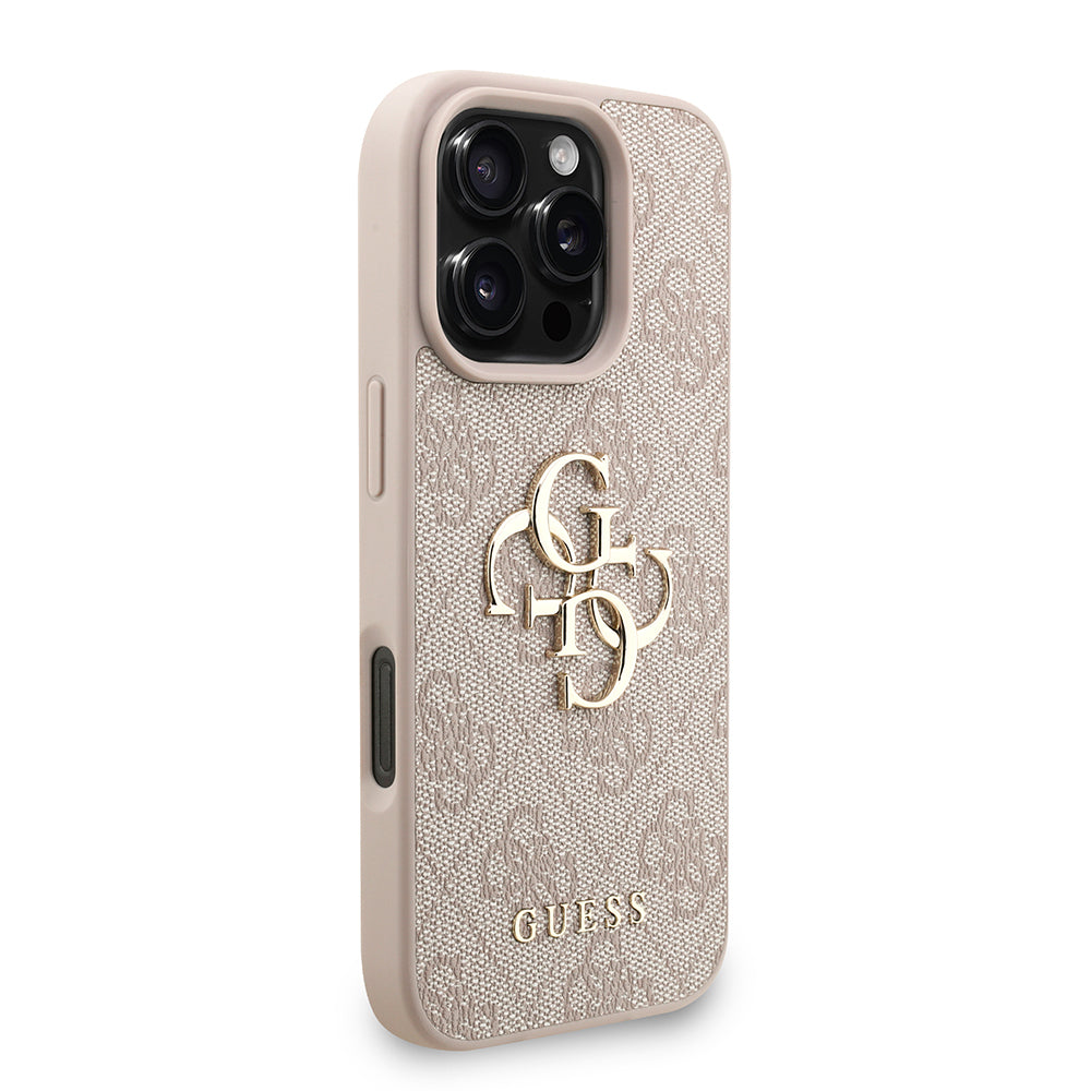 iPhone 16 Pro Kılıf Guess Orijinal Lisanslı PU Deri Bilek Askı İpli Metal Büyük 4G ve Yazı Logolu Kılıf