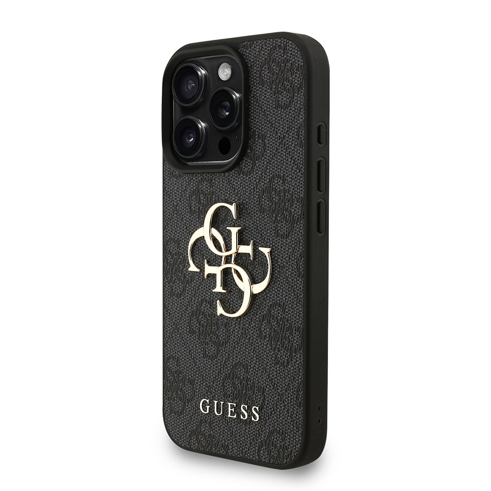 iPhone 16 Pro Kılıf Guess Orijinal Lisanslı PU Deri Bilek Askı İpli Metal Büyük 4G ve Yazı Logolu Kılıf