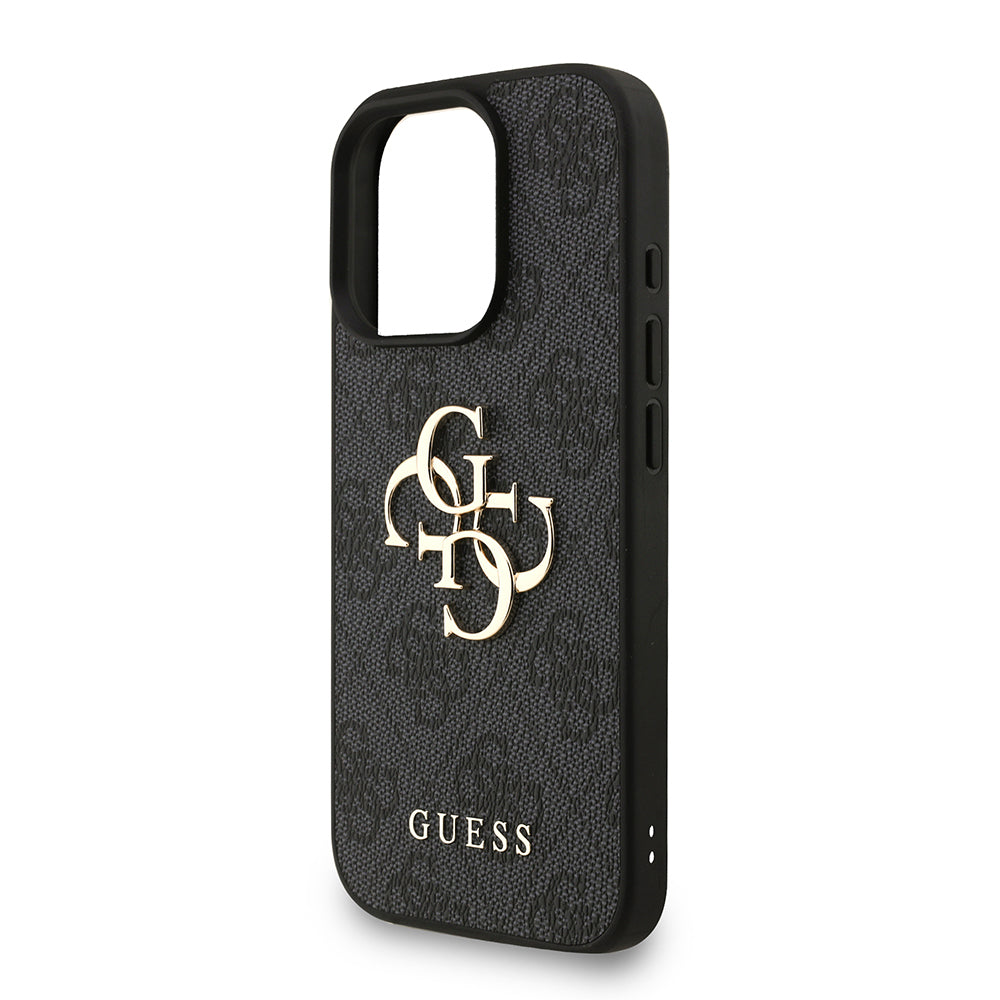 iPhone 16 Pro Kılıf Guess Orijinal Lisanslı PU Deri Bilek Askı İpli Metal Büyük 4G ve Yazı Logolu Kılıf