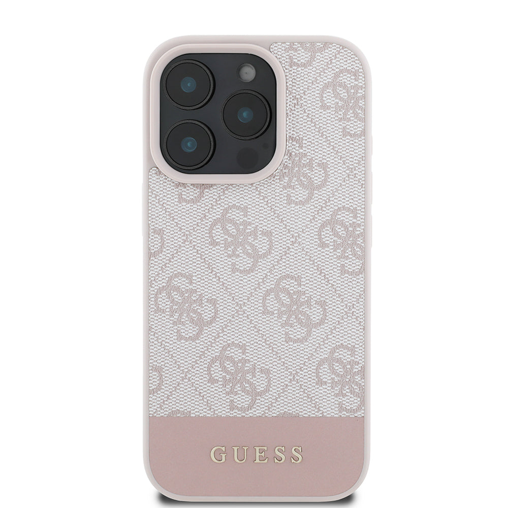 iPhone 16 Pro Kılıf Guess Orijinal Lisanslı PU Deri Şerit Logo Dizaynlı Kılıf