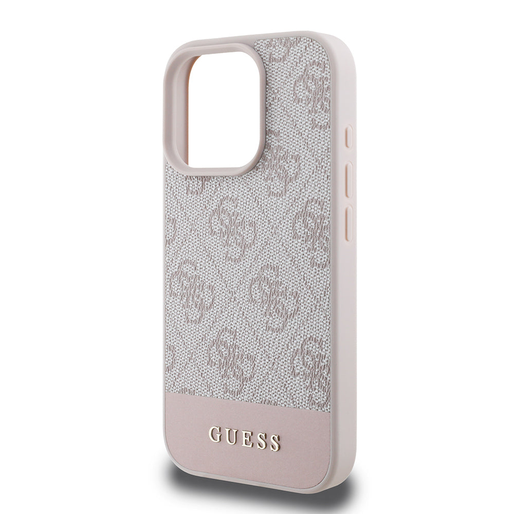 iPhone 16 Pro Kılıf Guess Orijinal Lisanslı PU Deri Şerit Logo Dizaynlı Kılıf