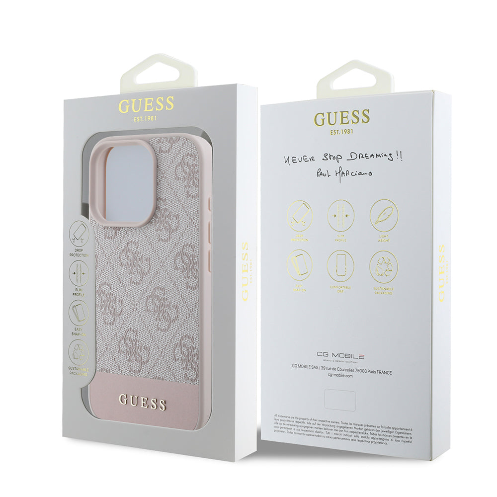 iPhone 16 Pro Kılıf Guess Orijinal Lisanslı PU Deri Şerit Logo Dizaynlı Kılıf