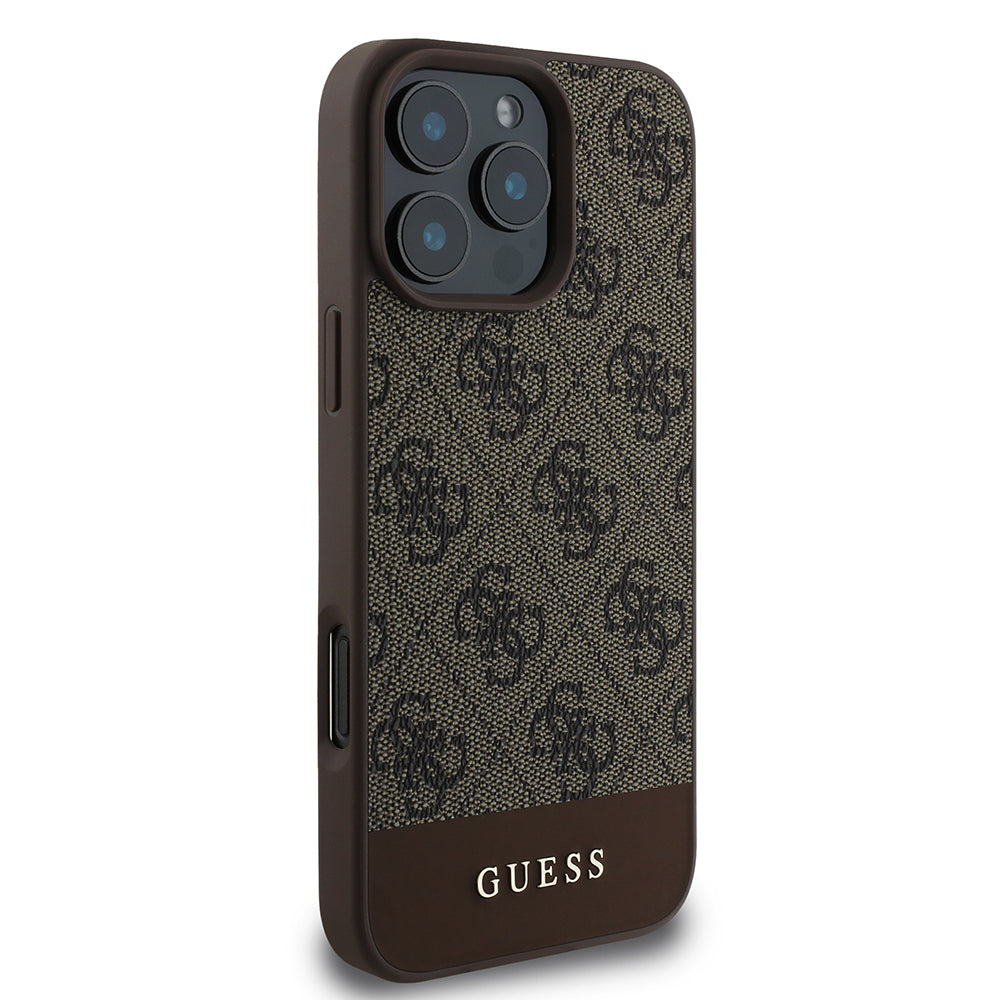 iPhone 16 Pro Kılıf Guess Orijinal Lisanslı PU Deri Şerit Logo Dizaynlı Kılıf