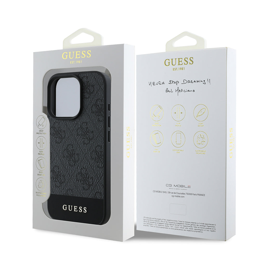 iPhone 16 Pro Kılıf Guess Orijinal Lisanslı PU Deri Şerit Logo Dizaynlı Kılıf