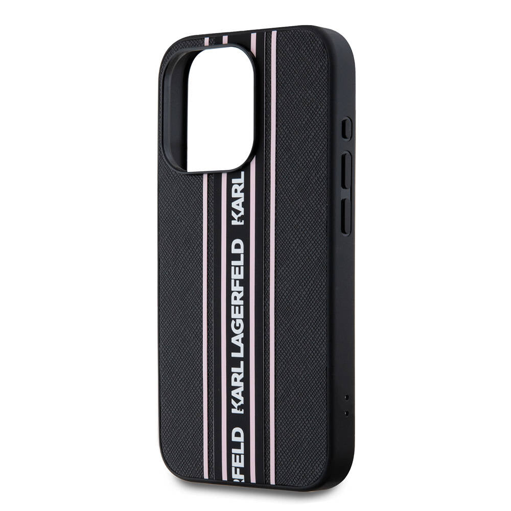 iPhone 16 Pro Kılıf Karl Lagerfeld Orijinal Lisanslı Askılı Saffiano Athleisure Şerit Çizgili Kılıf