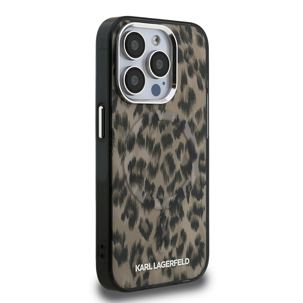iPhone 16 Pro Kılıf Karl Lagerfeld Orijinal Lisanslı IML Leopar Baskılı Kılıf