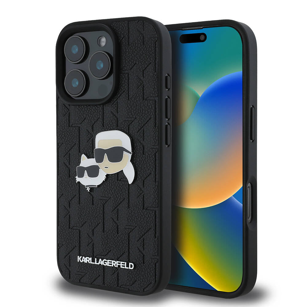 iPhone 16 Pro Kılıf Karl Lagerfeld Orijinal Lisanslı K&C Heads Monogram Pin Kılıf