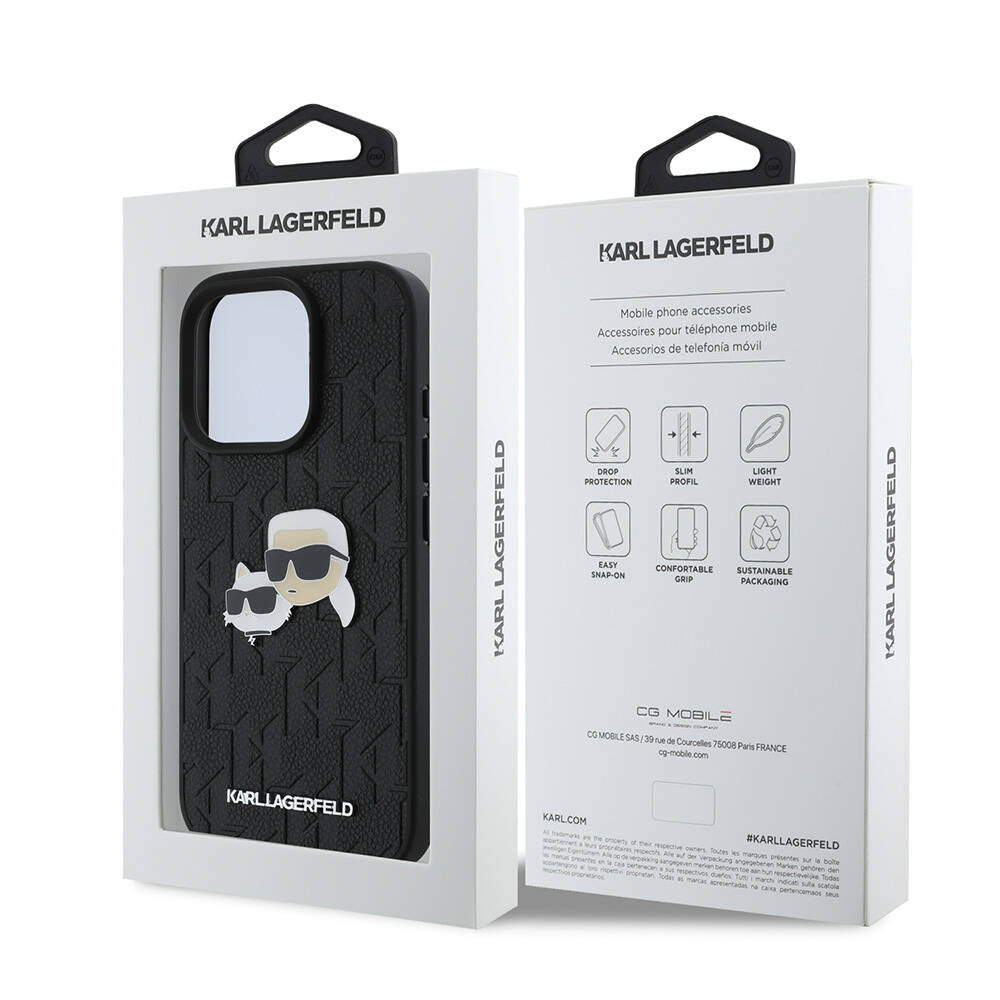 iPhone 16 Pro Kılıf Karl Lagerfeld Orijinal Lisanslı K&C Heads Monogram Pin Kılıf