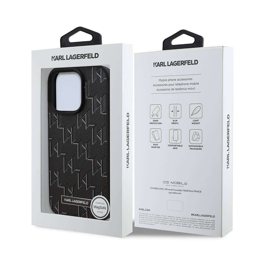 iPhone 16 Pro Kılıf Karl Lagerfeld Orijinal Lisanslı M-safe Şarj Özellikli KL Yazılı Hot Stamp Kılıf