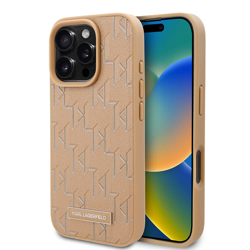 iPhone 16 Pro Kılıf Karl Lagerfeld Orijinal Lisanslı M-safe Şarj Özellikli KL Yazılı Hot Stamp Kılıf