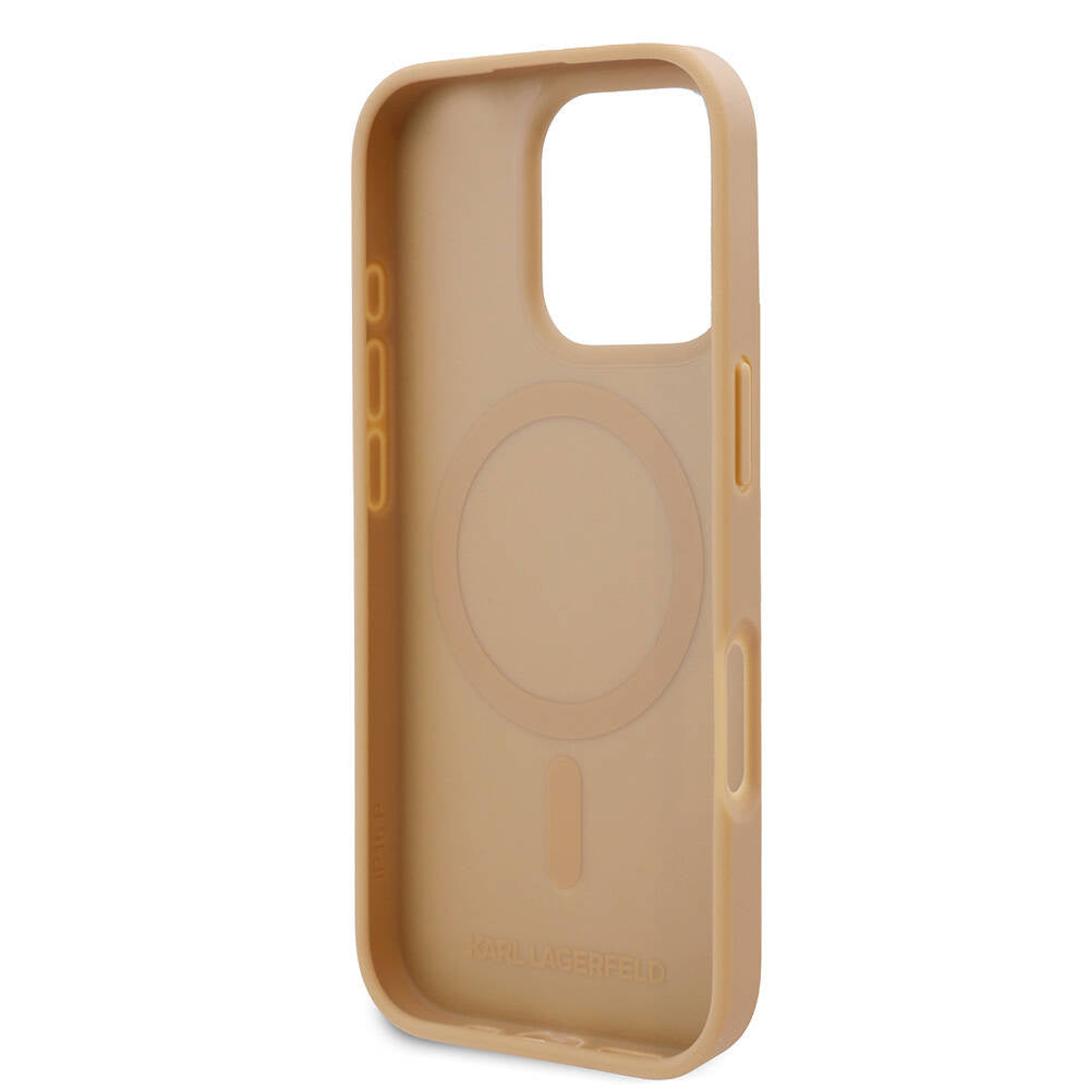 iPhone 16 Pro Kılıf Karl Lagerfeld Orijinal Lisanslı M-safe Şarj Özellikli KL Yazılı Hot Stamp Kılıf