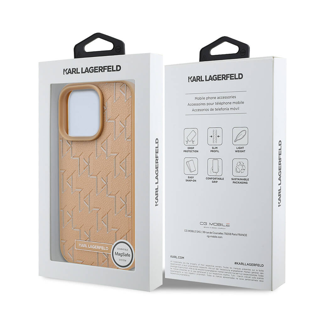 iPhone 16 Pro Kılıf Karl Lagerfeld Orijinal Lisanslı M-safe Şarj Özellikli KL Yazılı Hot Stamp Kılıf