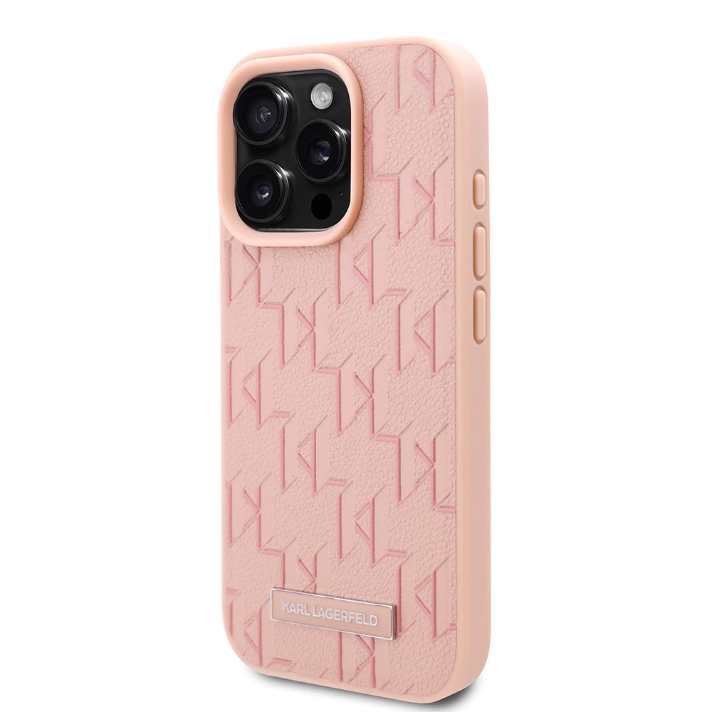 iPhone 16 Pro Kılıf Karl Lagerfeld Orijinal Lisanslı M-safe Şarj Özellikli KL Yazılı Hot Stamp Kılıf