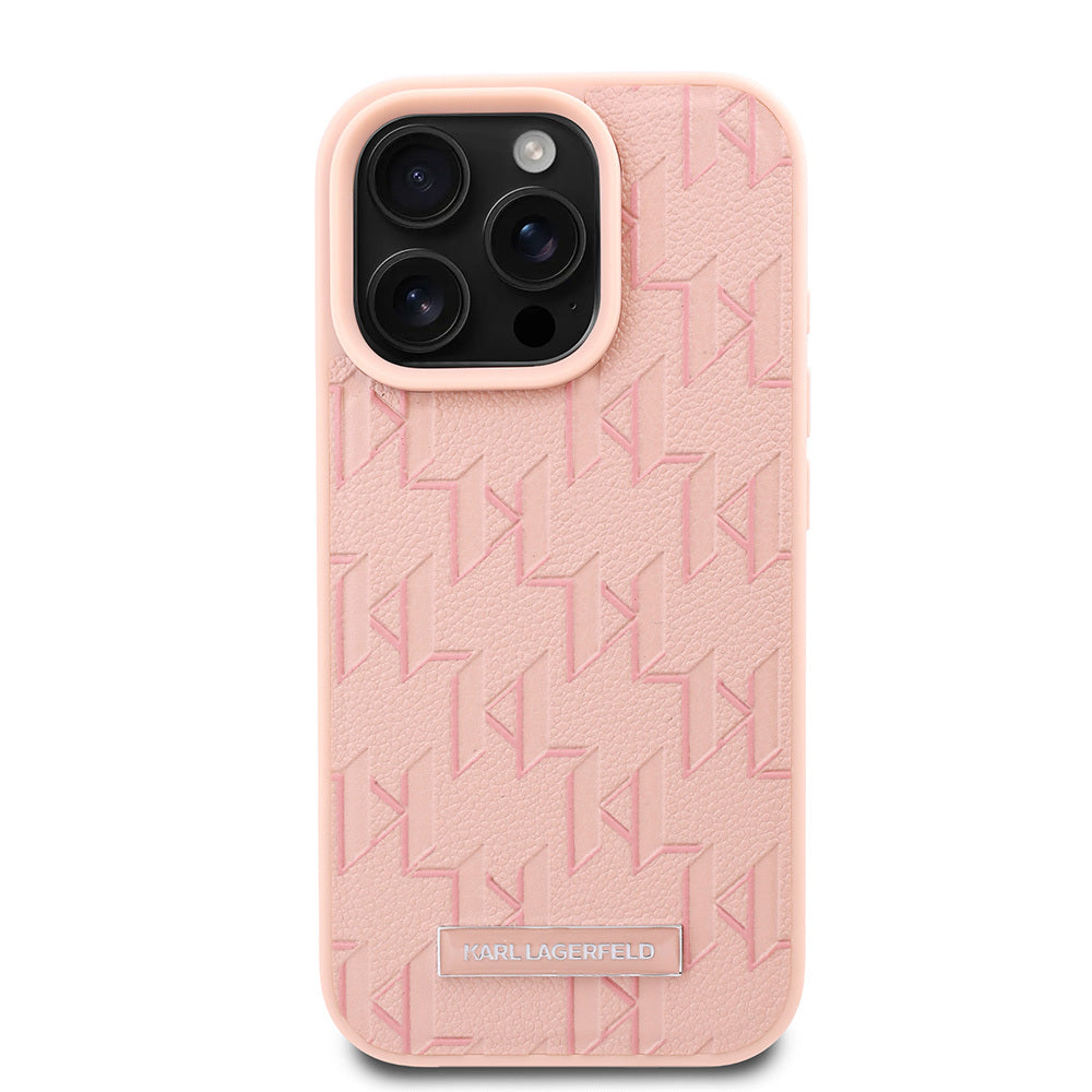 iPhone 16 Pro Kılıf Karl Lagerfeld Orijinal Lisanslı M-safe Şarj Özellikli KL Yazılı Hot Stamp Kılıf