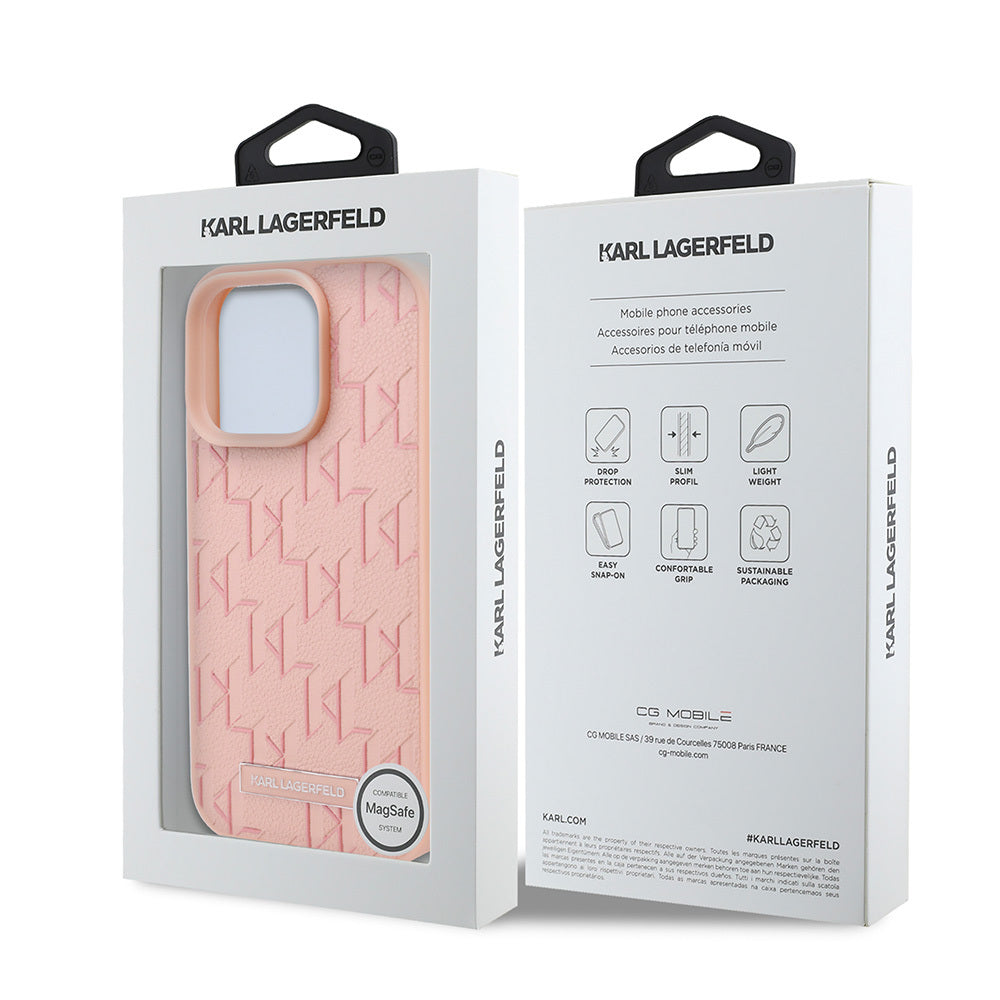 iPhone 16 Pro Kılıf Karl Lagerfeld Orijinal Lisanslı M-safe Şarj Özellikli KL Yazılı Hot Stamp Kılıf