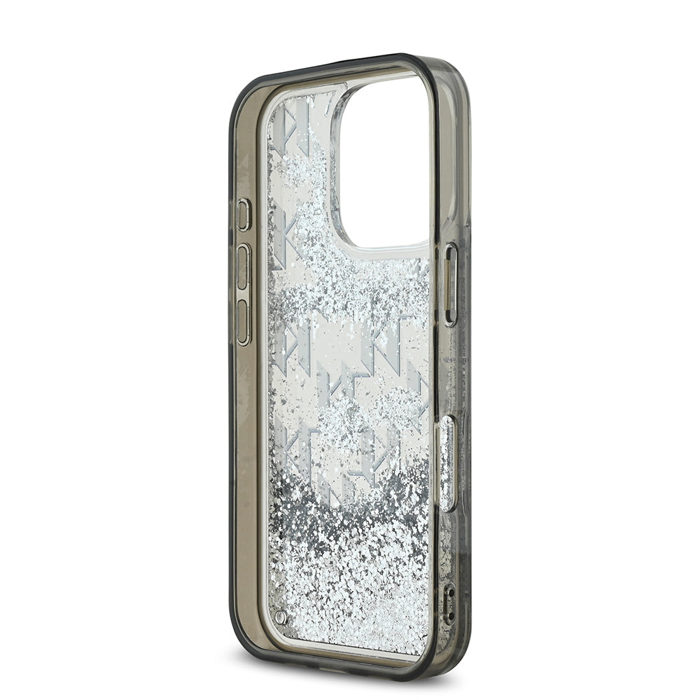 iPhone 16 Pro Kılıf Karl Lagerfeld Orijinal Lisanslı Simli KL Yazılı Monogram Gradient Kılıf
