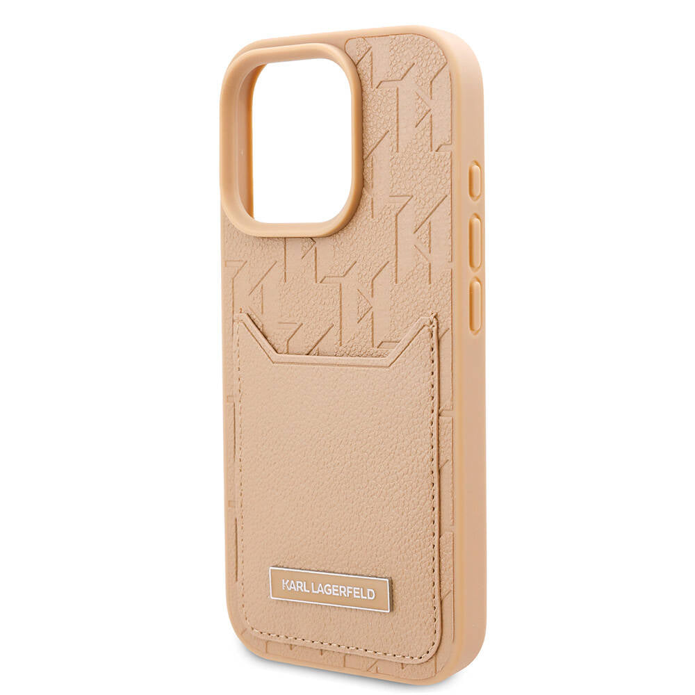 iPhone 16 Pro Kılıf Karl Lagerfeld orijinal Lisanslı KL Desenli Kartlıklı Monogram Kılıf