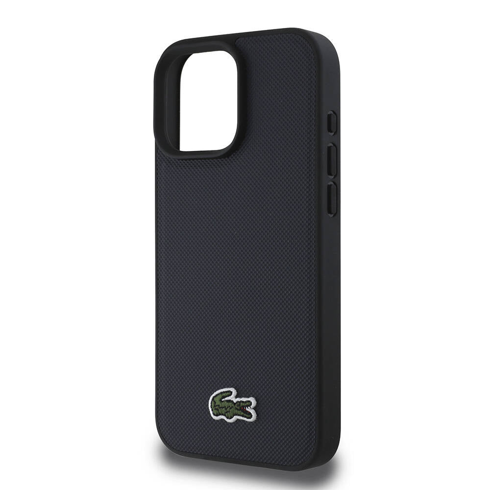 iPhone 16 Pro Kılıf Lacoste Orijinal Lisanslı PU Pike Desenli Arka Yüzey İkonik Timsah Dokuma Logolu Kılıf