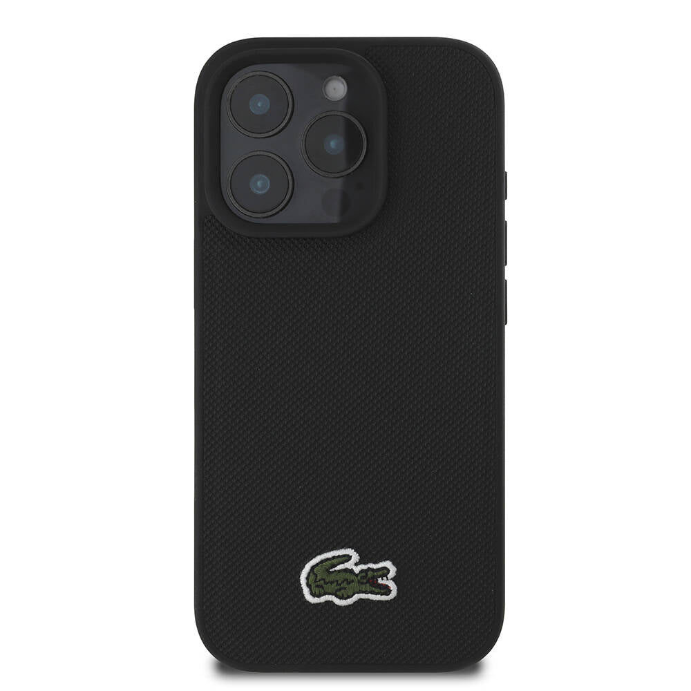 iPhone 16 Pro Kılıf Lacoste orijinal Lisanslı PU Pike Desenli Arka Yüzey İkonik Timsah Dokuma Logolu Kılıf