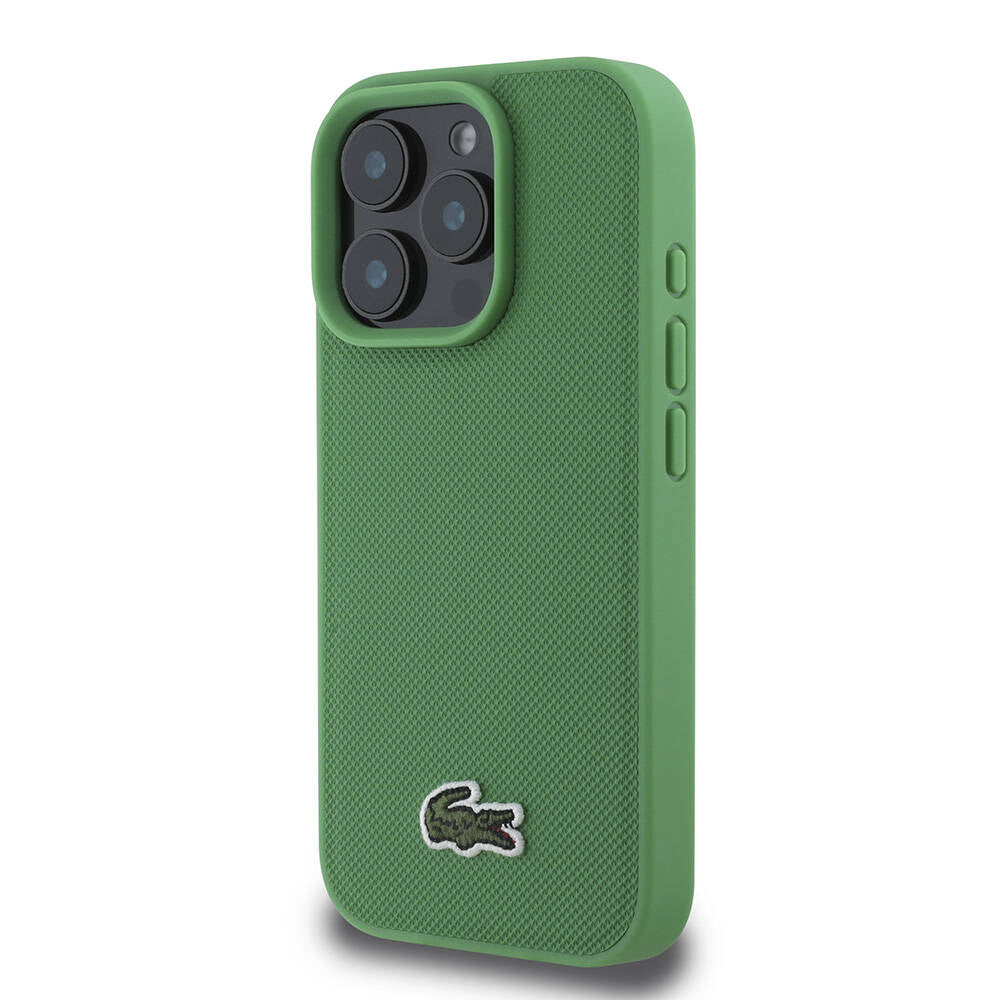 iPhone 16 Pro Kılıf Lacoste orijinal Lisanslı PU Pike Desenli Arka Yüzey İkonik Timsah Dokuma Logolu Kılıf