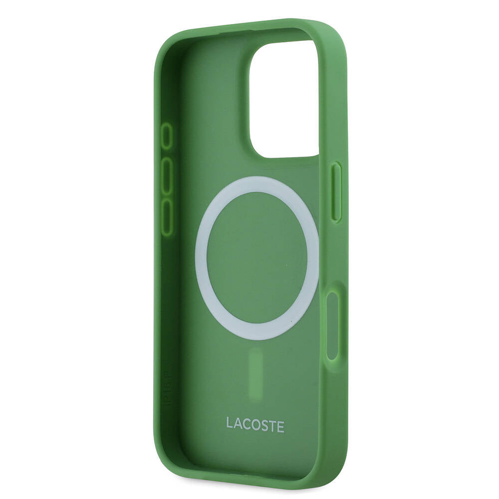 iPhone 16 Pro Kılıf Lacoste orijinal Lisanslı PU Pike Desenli Arka Yüzey İkonik Timsah Dokuma Logolu Kılıf