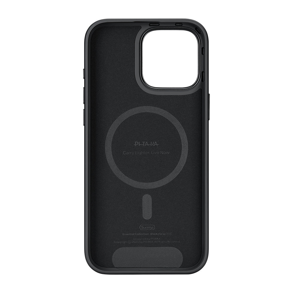 iPhone 16 Pro Kılıf M-safe Şarj Özellikli Aramid Karbon Fiber Pitaka Military-Grade Classic Serisi New Logo Black-Grey Twill Kılıf