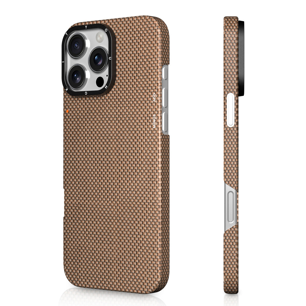 iPhone 16 Pro Kılıf M-safe Şarj Özellikli Aramid Fiber Youngkit 1500D Extreme Wing Titanyum-Gold Serisi Kılıf
