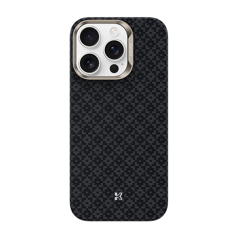 iPhone 16 Pro Kılıf M-Safe Şarj Özellikli Benks ArmorAir ArmorGrid Serisi Kevlar Karbon Kılıf