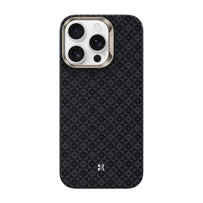 iPhone 16 Pro Kılıf M-Safe Şarj Özellikli Benks ArmorAir ArmorGrid Serisi Kevlar Karbon Kılıf