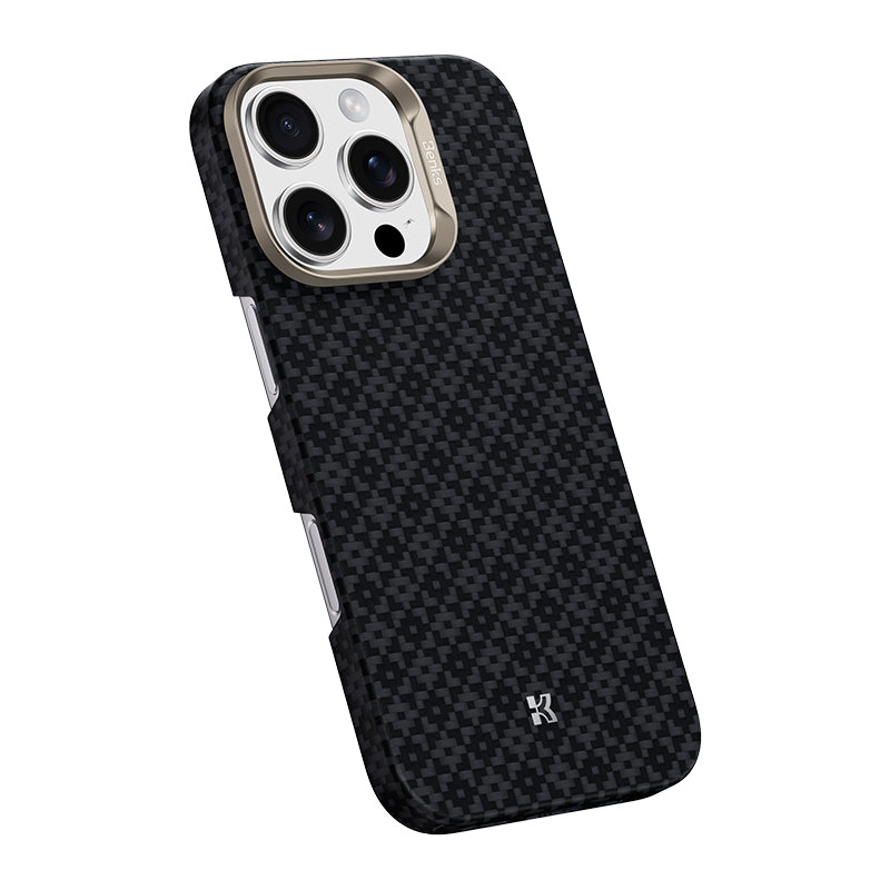 iPhone 16 Pro Kılıf M-Safe Şarj Özellikli Benks ArmorAir ArmorGrid Serisi Kevlar Karbon Kılıf