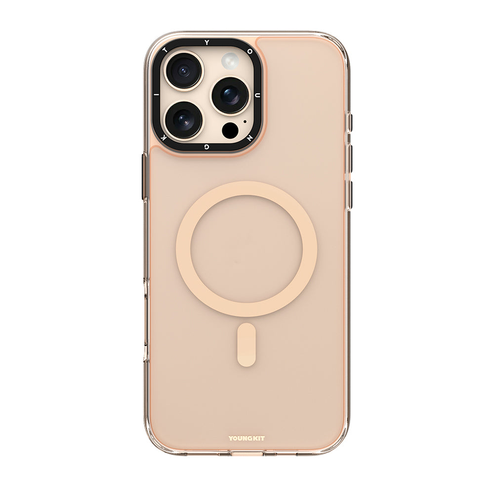 iPhone 16 Pro Kılıf M-safe Şarj Özellikli Cam Arka Yüzey TPU Youngkit Gemstone Clear Serisi Kılıf