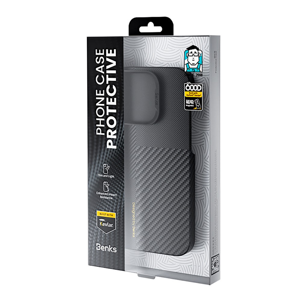 iPhone 16 Pro Kılıf M-safe Şarj Özellikli Karbon Fiber Metal Kamera Çerçeveli Benks Montage ArmorAir Kevlar Kılıf