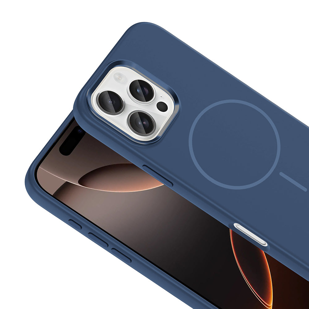 iPhone 16 Pro Kılıf M-Safe Şarj Özellikli Metal Kamera Çerçeveli Zore Edi Silikon Kılıf