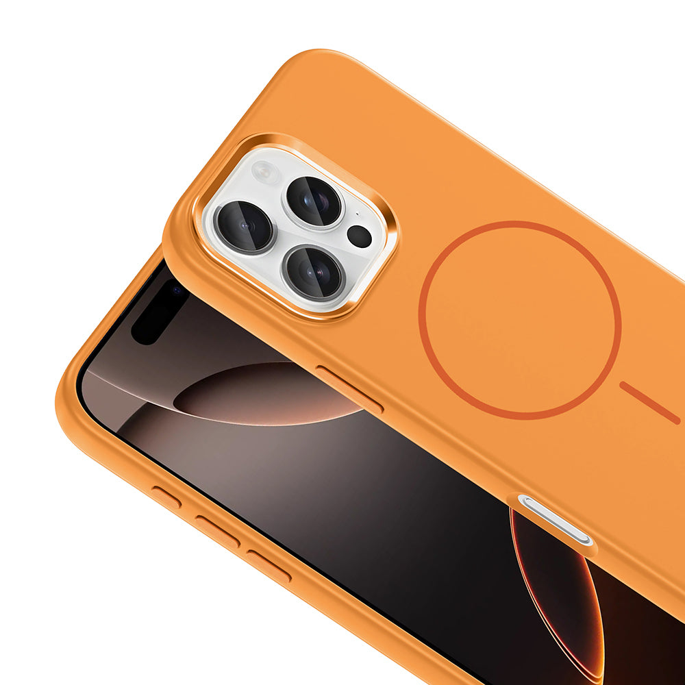 iPhone 16 Pro Kılıf M-Safe Şarj Özellikli Metal Kamera Çerçeveli Zore Edi Silikon Kılıf