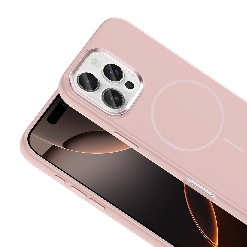 iPhone 16 Pro Kılıf M-Safe Şarj Özellikli Metal Kamera Çerçeveli Zore Edi Silikon Kılıf