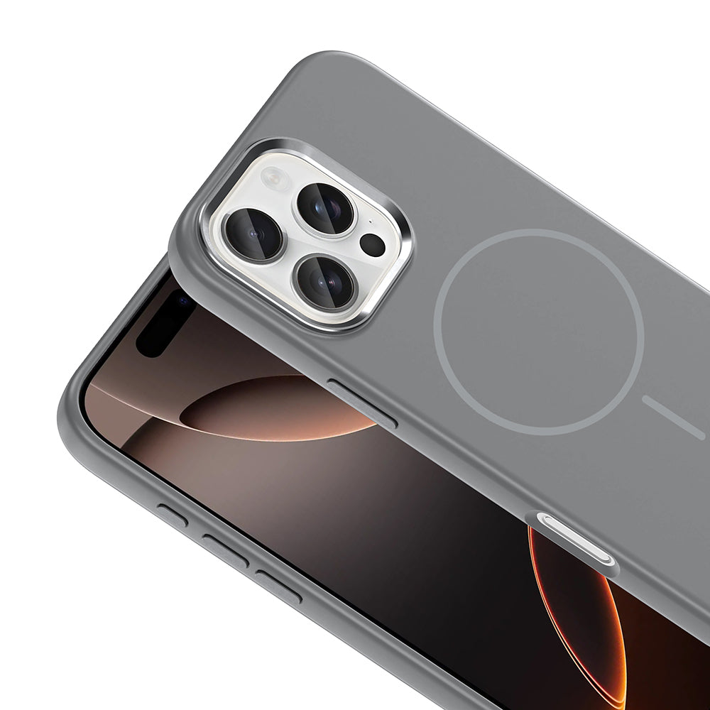 iPhone 16 Pro Kılıf M-Safe Şarj Özellikli Metal Kamera Çerçeveli Zore Edi Silikon Kılıf