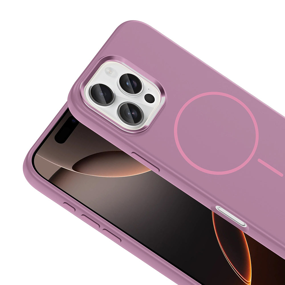 iPhone 16 Pro Kılıf M-Safe Şarj Özellikli Metal Kamera Çerçeveli Zore Edi Silikon Kılıf