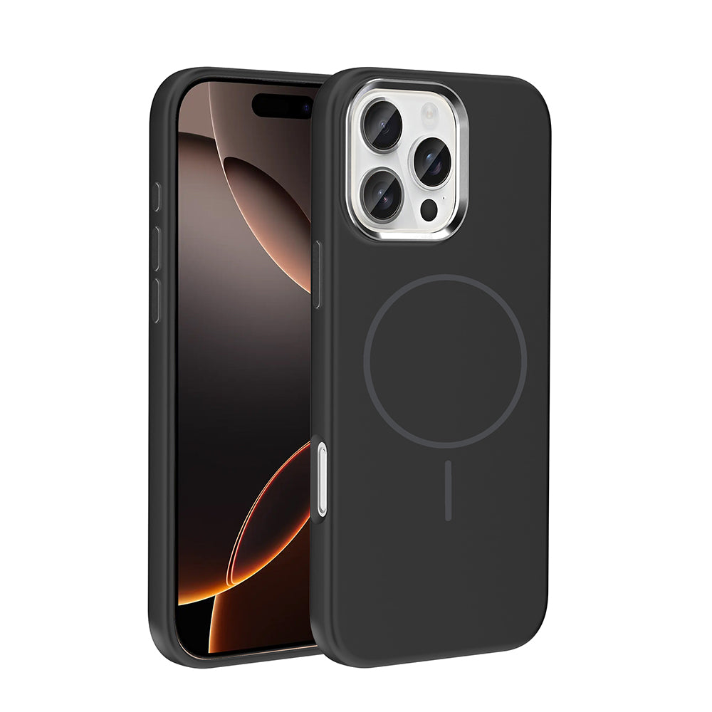 iPhone 16 Pro Kılıf M-Safe Şarj Özellikli Metal Kamera Çerçeveli Zore Edi Silikon Kılıf